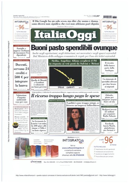 Italia oggi : quotidiano di economia finanza e politica